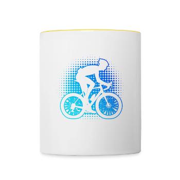 Men's Road Cycling Road Cyclist Roadbike - Contrasting Mug - white/yellow - Front