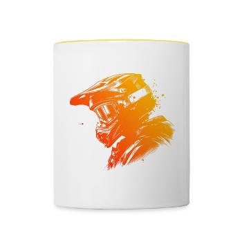 Radsport MTB Radfahrer Radfahren Herren Damen - Tasse zweifarbig - Weiß/Gelb - Vorne