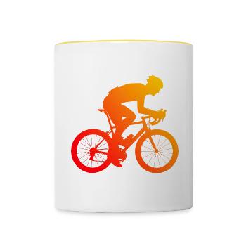 Damen Rennradfahren Roadbike Rennradfahrer - Tasse zweifarbig - Weiß/Gelb - Vorne