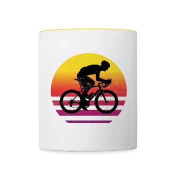 Road Bike Women's Road Bike Road Cyclist Road Bike - Contrasting Mug - white/yellow - Front