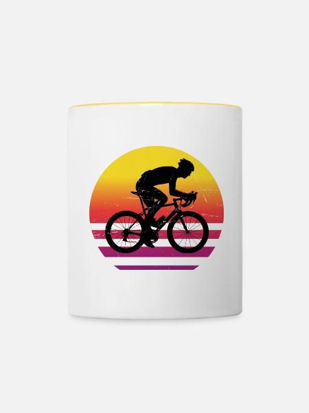 Vélo de route Vélo de route pour femme Vélo de route Vélo de route - Mug contrasté - blanc/jaune