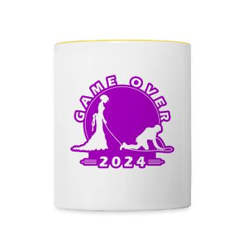 Game Over 2024 Hochzeit - Tasse zweifarbig - Weiß/Gelb - Vorne