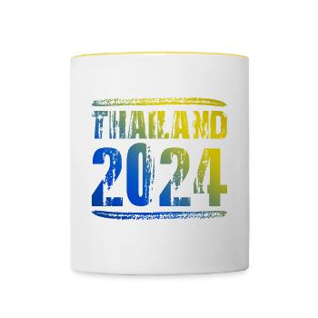 Thailand 2024 Bunt Urlaub - Tasse zweifarbig - Weiß/Gelb - Vorne