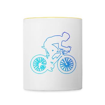 Roadbike Herren Rennradfahren Rennradfahrer - Tasse zweifarbig - Weiß/Gelb - Vorne