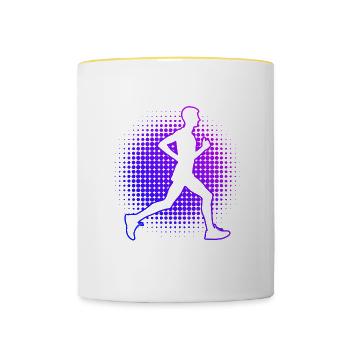 Women's Running Fitness Cross Country Running - Contrasting Mug - white/yellow - Front