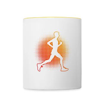 Ski de fond Course à pied Jogging Fitness - Mug contrasté - blanc/jaune - Devant