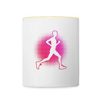 Jogging Jogging Cross Country Running Femmes - Mug contrasté - blanc/jaune - Devant