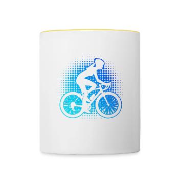 Men's Mtb Cyclist Cycling Velo Bicycle - Contrasting Mug - white/yellow - Front