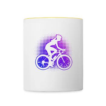 Women Cycling Cycling Bicycle - Contrasting Mug - white/yellow - Front
