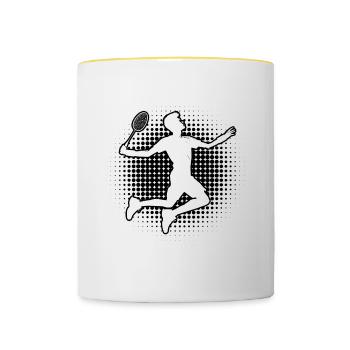 Badminton Players Men Women Badminton Squash - Contrasting Mug - white/yellow - Front