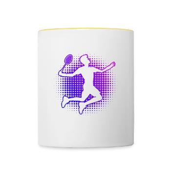 Squash Badminton Players Men Badminton Women - Contrasting Mug - white/yellow - Front