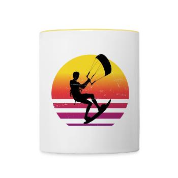 Kiting Kitesurfing Kite Men Kitesurfer Women - Contrasting Mug - white/yellow - Front