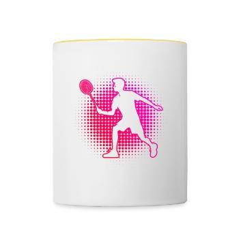 Badminton Men Squash Badminton Player Women - Contrasting Mug - white/yellow - Front