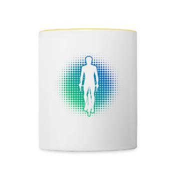 VTT Cyclisme VTT Vélo - Mug contrasté - blanc/jaune - Devant