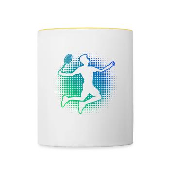 Herren Damen Squash Badmintonspieler Badminton - Tasse zweifarbig - Weiß/Gelb - Vorne