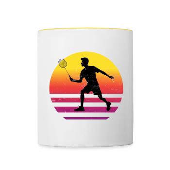 Men, Women's Badminton Players Badminton Badminton - Contrasting Mug - white/yellow - Front