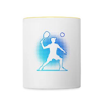 Hommes Femmes Pickleball Pickleball Racquetb - Mug contrasté - blanc/jaune - Devant