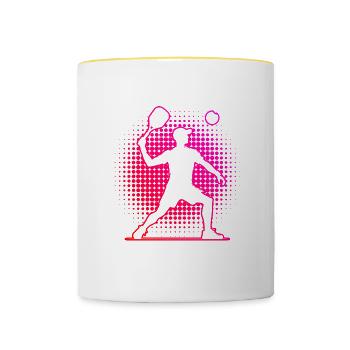 Pickleball Racquetball Games Jeu de pickleball pour femmes - Mug contrasté - blanc/jaune - Devant
