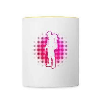 Grimpeurs Escalade Homme Bloc - Mug contrasté - blanc/jaune - Devant
