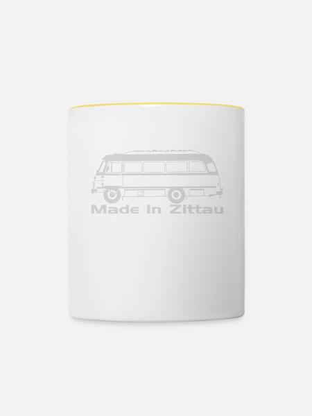 Robur Bus Zittau - Tasse zweifarbig - Weiß/Gelb