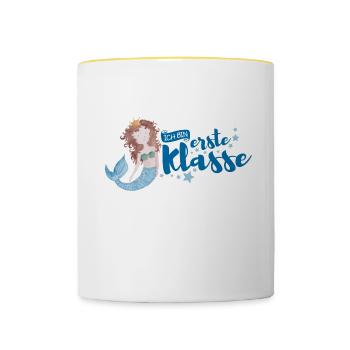 erste Klasse Meerjungfrau - Tasse zweifarbig - Weiß/Gelb - Vorne
