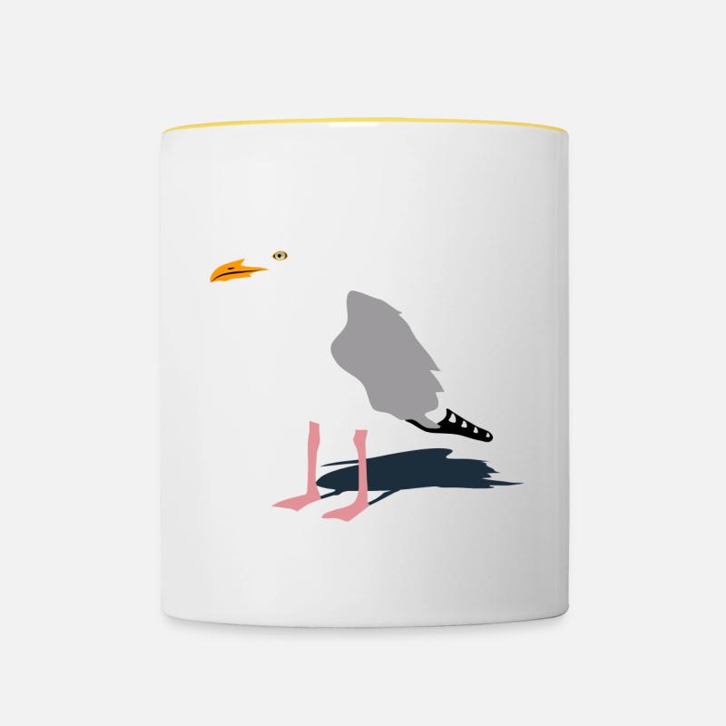 mouette port mer - Mug contrasté - blanc/jaune