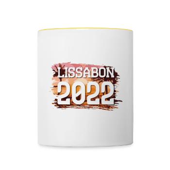 Lissabon 2022 - Tasse zweifarbig - Weiß/Gelb - Vorne