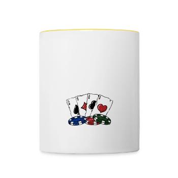 Empiler les jetons Deep Casino Poker Gambling - Mug contrasté - blanc/jaune - Devant
