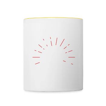 Ob Mein Schlagzeug Auch Gerade An Mich Denkt - Tasse zweifarbig - Weiß/Gelb - Vorne