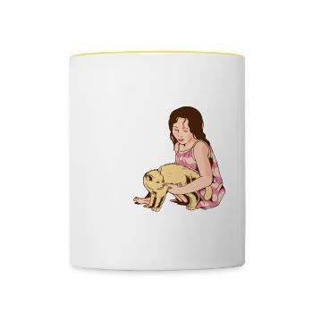 Katzenmama - Tasse zweifarbig - Weiß/Gelb - Vorne