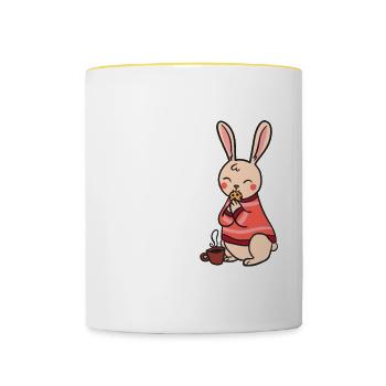 Cookies And Coffee Hase - Tasse zweifarbig - Weiß/Gelb - Vorne