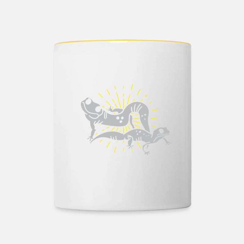 Was ist besser als eine Echse? Zwei Echsen - Tasse zweifarbig - Weiß/Gelb
