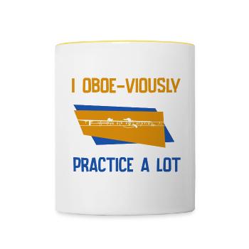 Oboe Orchester Musiker Instrument Geschenk - Tasse zweifarbig - Weiß/Gelb - Vorne