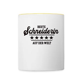 Bester Schneiderin Schneiderei Handwerk Designerin - Tasse zweifarbig - Weiß/Gelb - Vorne