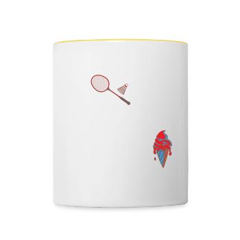 Funny Badminton If You Want A Soft Serve Go Get - Contrasting Mug - white/yellow - Front