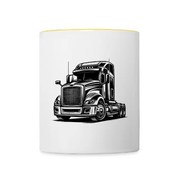 Truck, American Truck - Tasse zweifarbig - Weiß/Gelb - Vorne