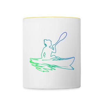 Kayak Kayak Femmes Kayak Canoë Homme - Mug contrasté - blanc/jaune - Devant