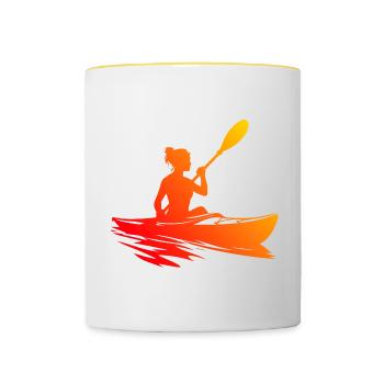 Canoë-kayak Homme Kayak Kayak Kayak Femme - Mug contrasté - blanc/jaune - Devant