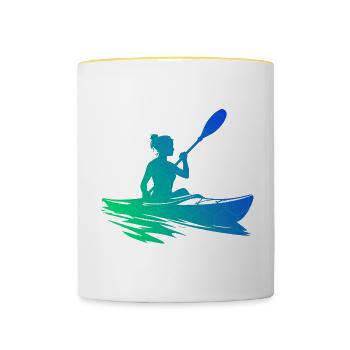 Kayak Canoë Kayak Homme Kayak Femme - Mug contrasté - blanc/jaune - Devant