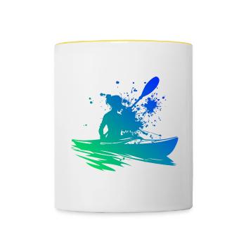 Kayak Kayak Canoë Kayak Femmes Hommes - Mug contrasté - blanc/jaune - Devant