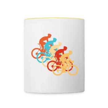 Vélo de route Vélo de route Hommes Vélo de route Cyclistes de route - Mug contrasté - blanc/jaune - Devant