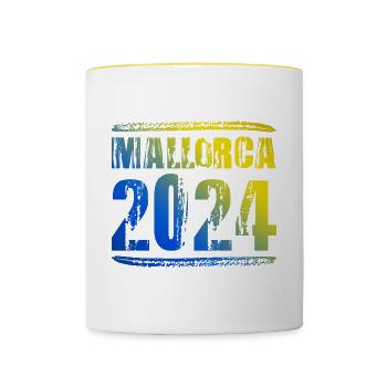 Vacances colorées à Majorque 2024 - Mug contrasté - blanc/jaune - Devant