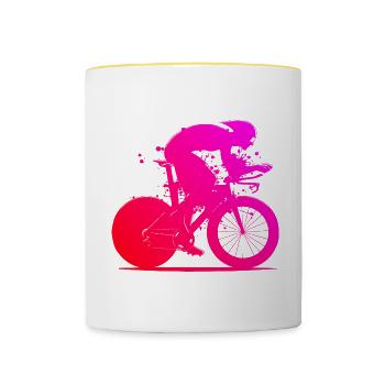 Vélo de route Vélo de route Vélo de route Vélo de route Hommes - Mug contrasté - blanc/jaune - Devant
