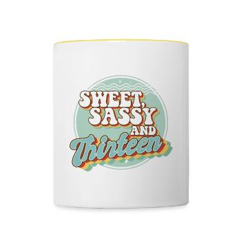 Sweet Sassy and 13 13th Birthday Party Celebrant - Tasse zweifarbig - Weiß/Gelb - Vorne