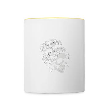Skeleton Messy Bun Expensive Difficult And Talks - Contrasting Mug - white/yellow - Front