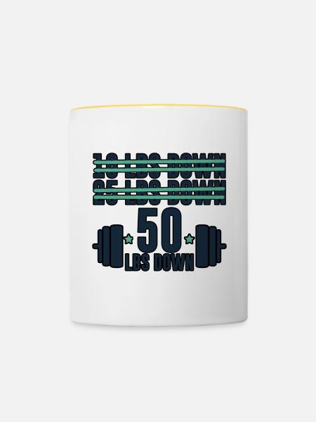 50 Lbs Down 4 - Tasse zweifarbig - Weiß/Gelb
