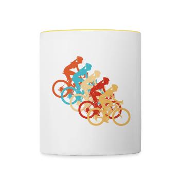 Herren Radeln Fahrradfahren Mtb Radfahren - Tasse zweifarbig - Weiß/Gelb - Vorne
