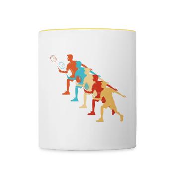 Badminton Badminton Hommes Femmes Joueur de badminton - Mug contrasté - blanc/jaune - Devant