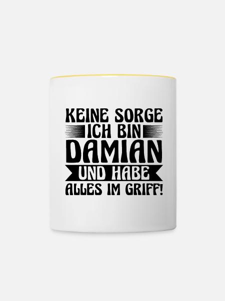 Vorname Damian - Tasse zweifarbig - Weiß/Gelb