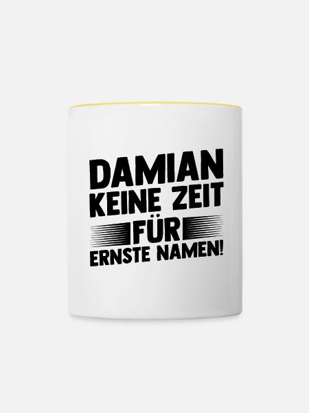 Vorname Damian - Tasse zweifarbig - Weiß/Gelb